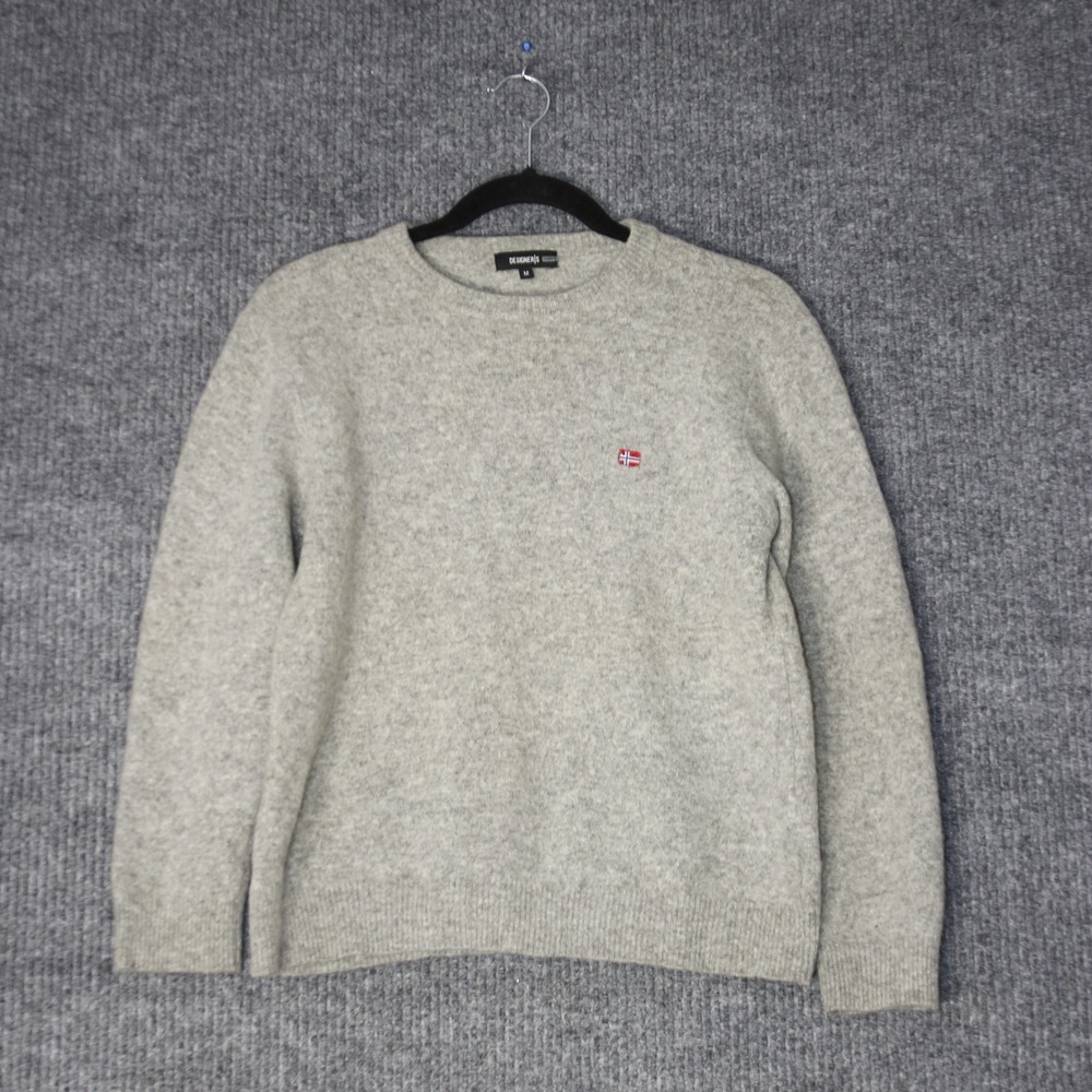 Designers Men Sweater Mens M Gray Crewneck Woolmark Knit Pullover‎